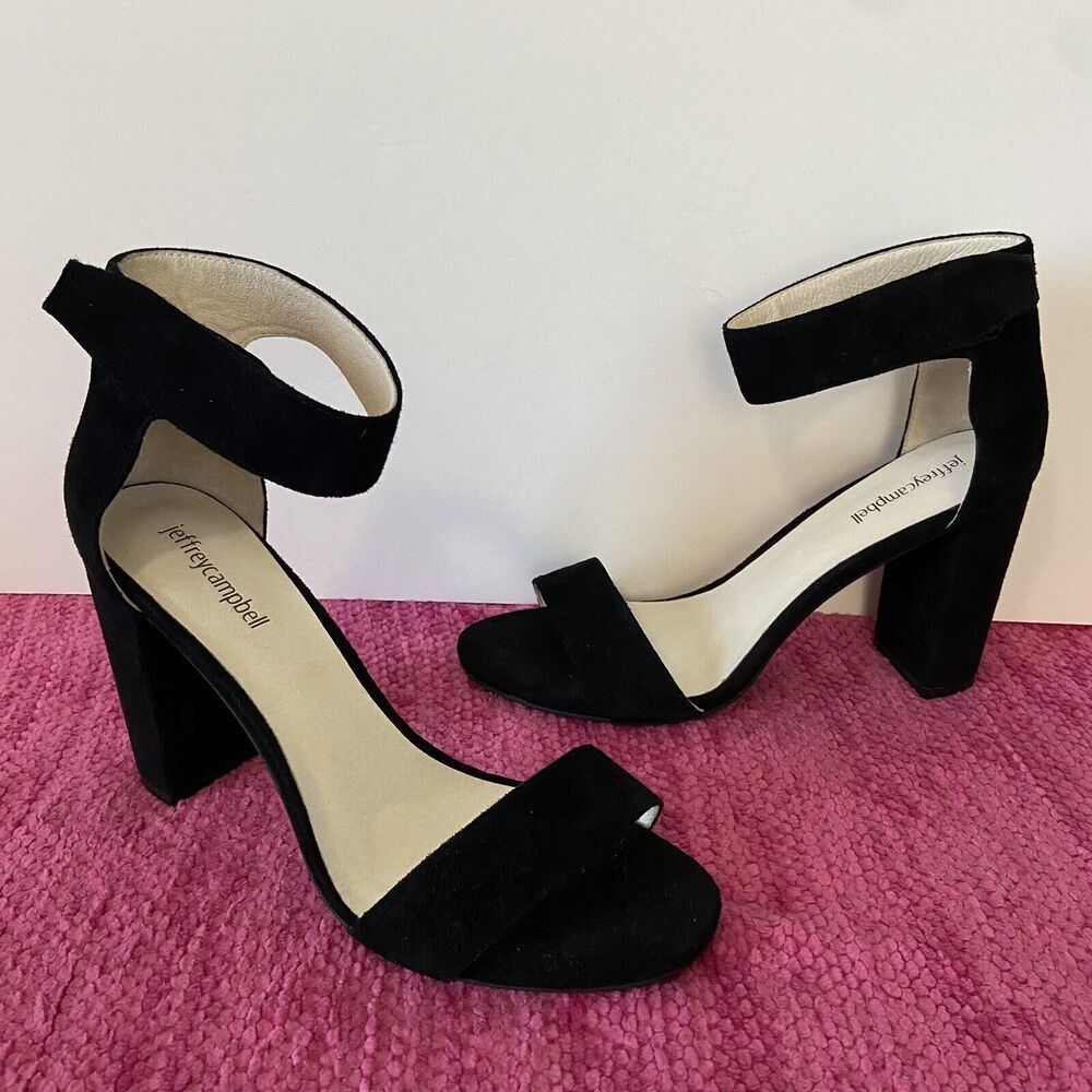 Jeffrey Campbell Lindsay Sandal Heels Black Suede Size 9.5 - Picture 14 of 14